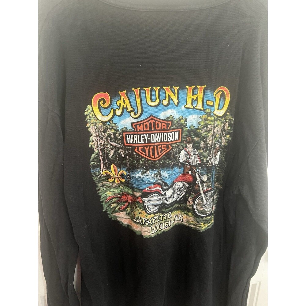Harley-Davidson Lafayette LA Caju June Long Sleeve Graphic T-Shirt Black XL USA